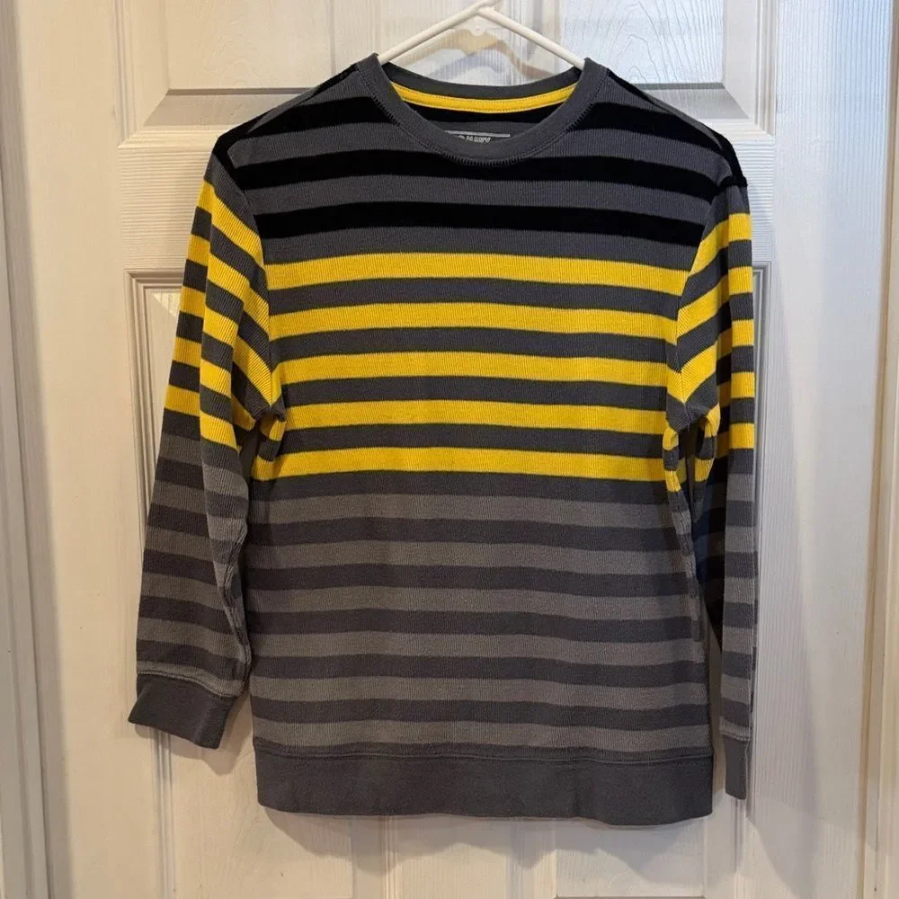 Old Navy Black, Gray and Yellow Striped Sweater Size Large (10-12) Youth Boys.